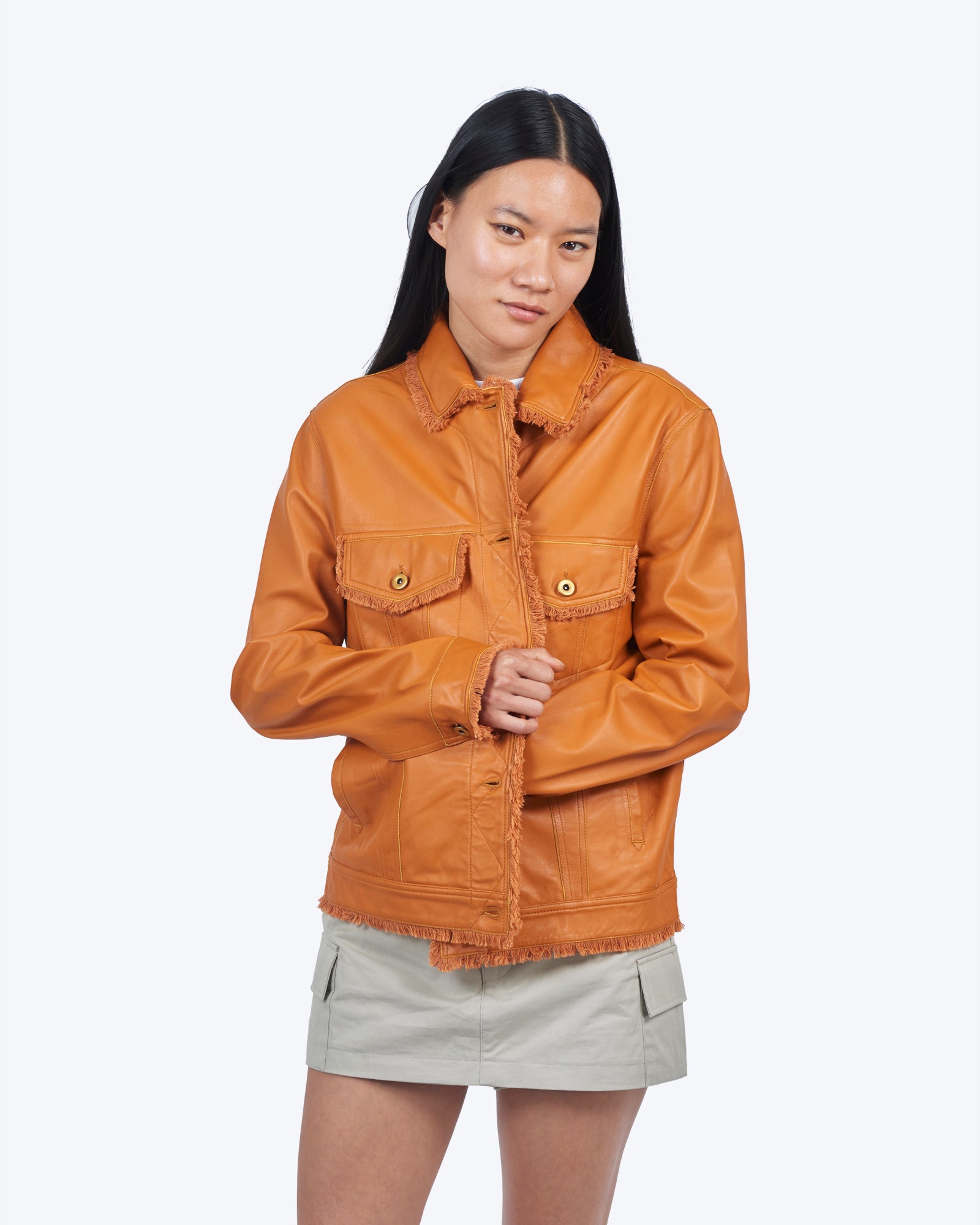 ASOS DESIGN zip through denim jacket in neon orange | ASOS