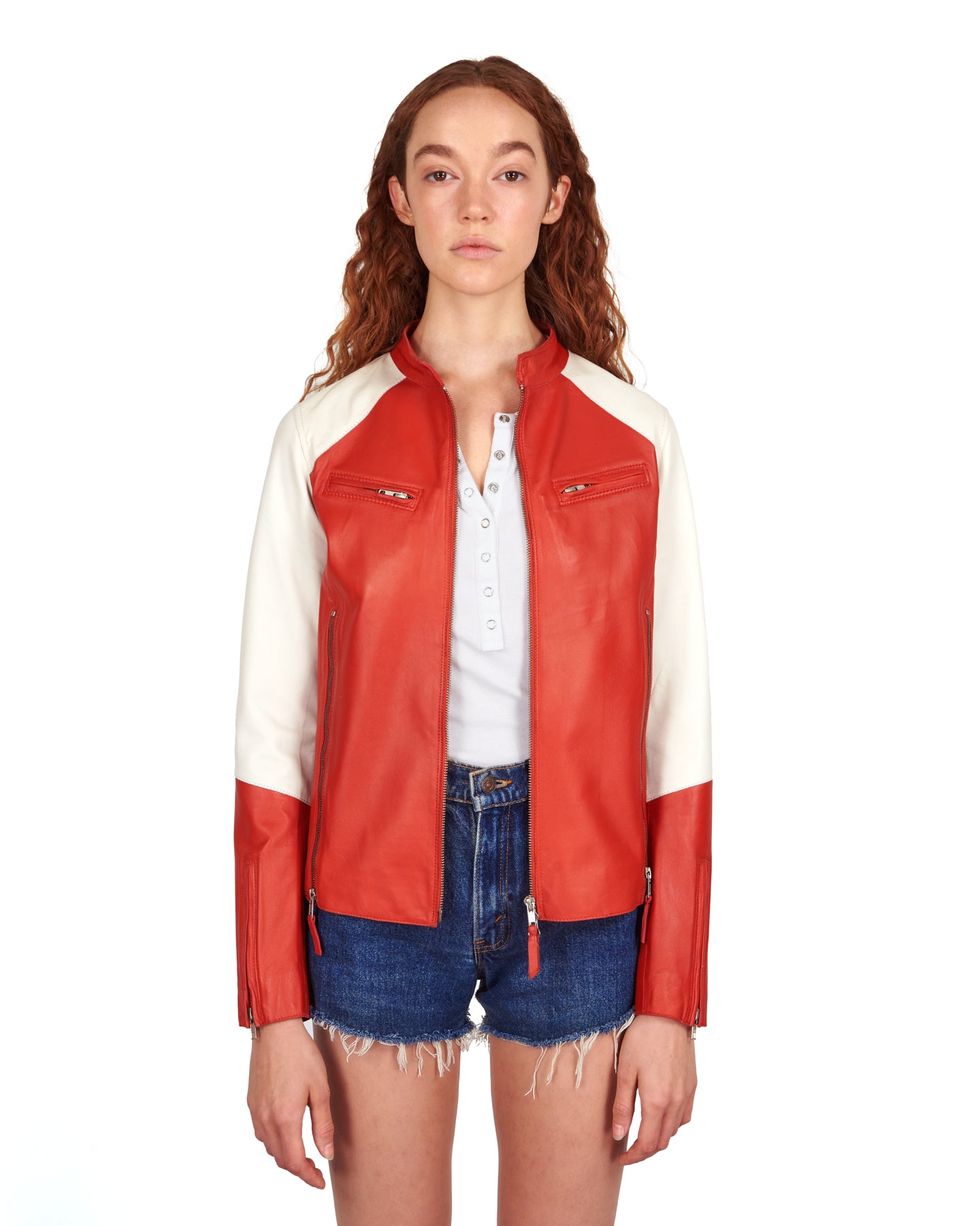 Off white on sale red leather jacket