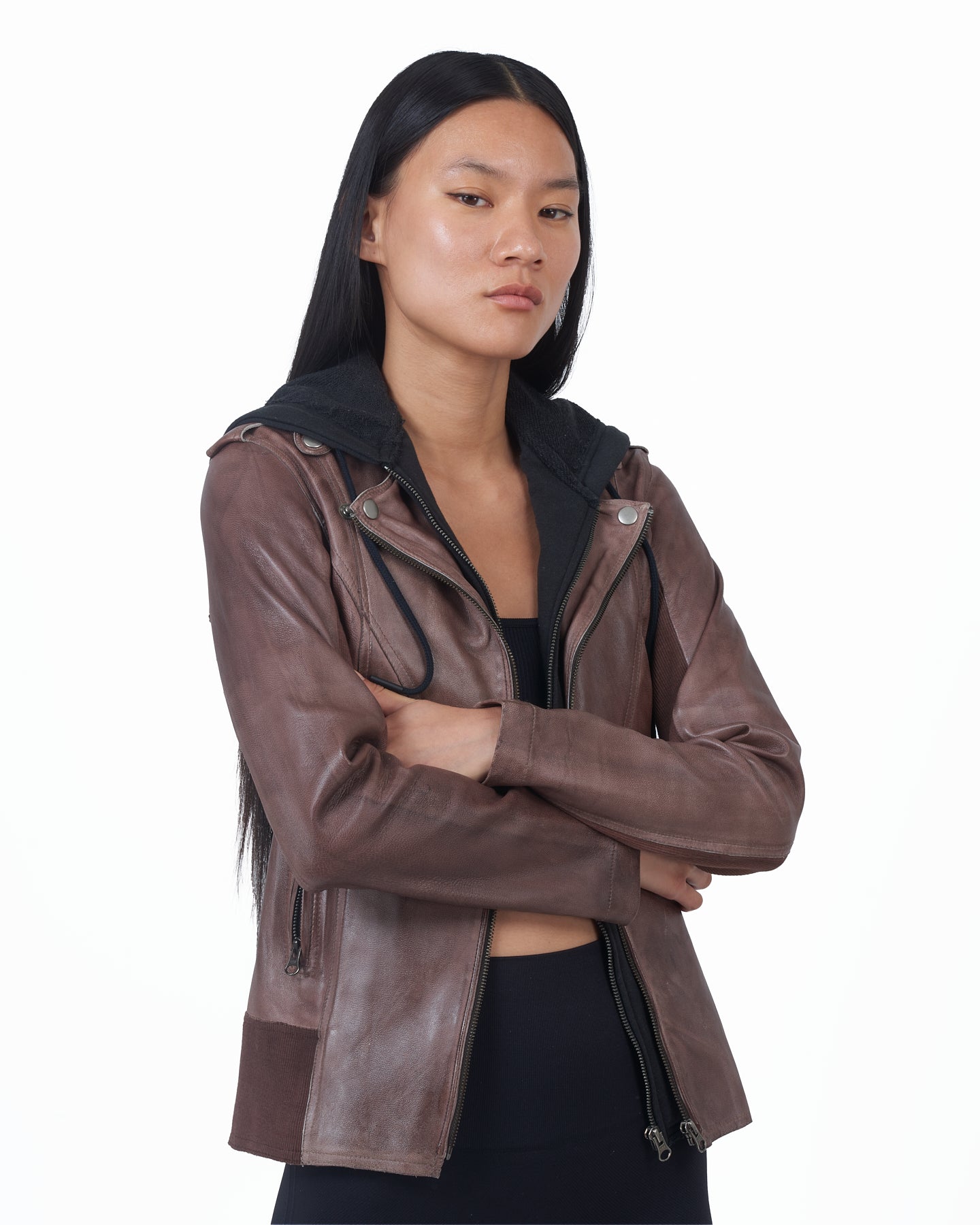 Thea leather hot sale racer jacket