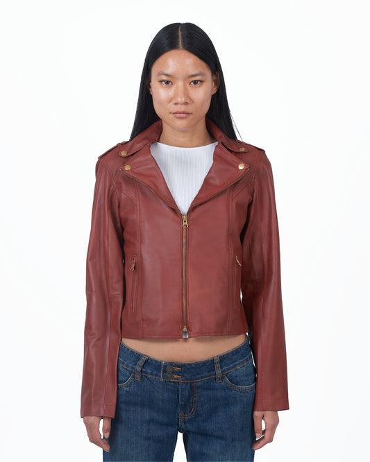 Millie Matte Leather Jacket Salsa