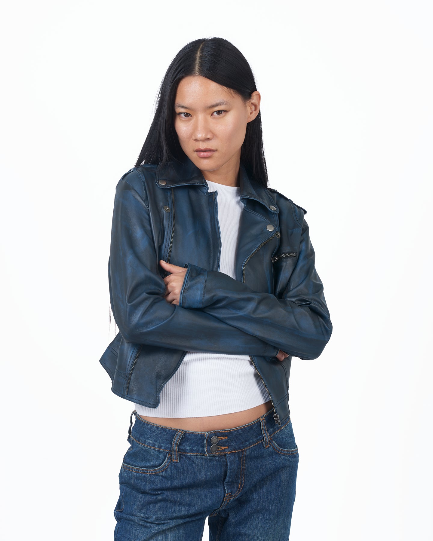 Zara blue hotsell biker jacket